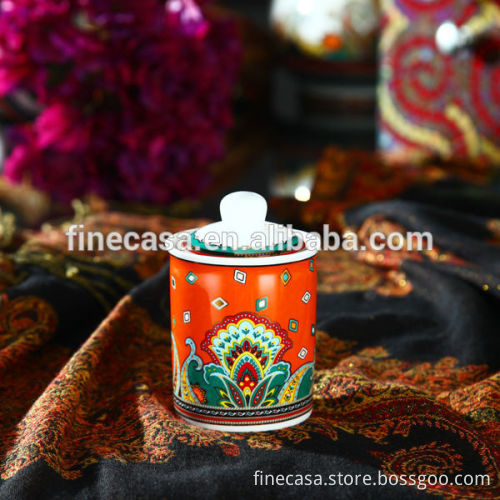 180CC Fine New Bone China Purple Canister Set of Paisley